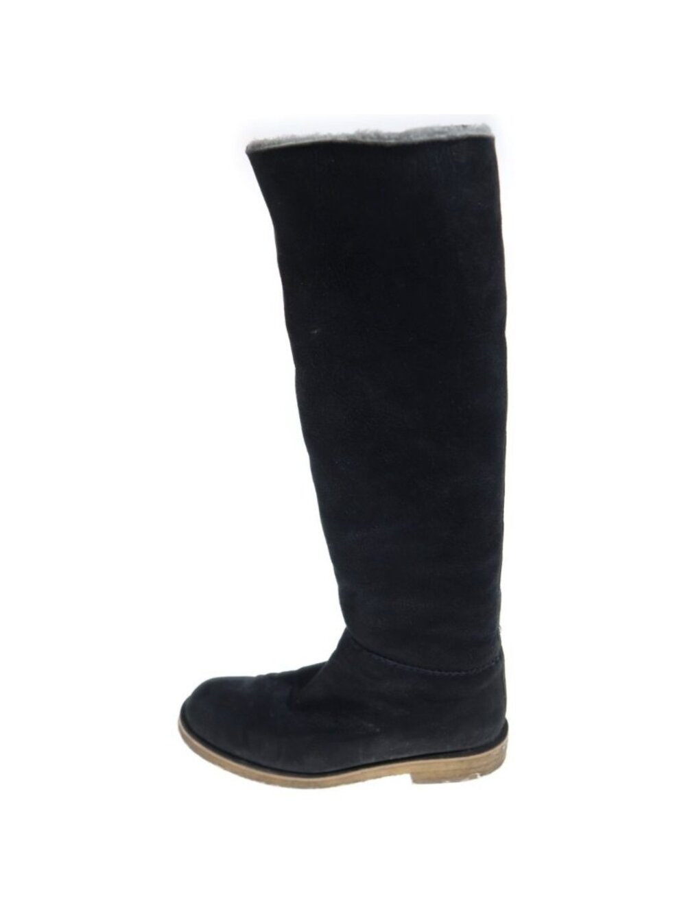 Hermes Martin Margiela Era Crepe Pro Heels Shearling Boots Long Black
